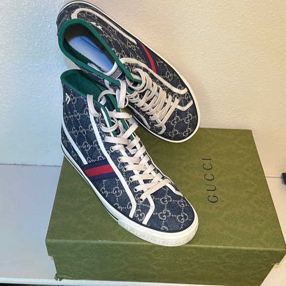 Gucci High-Top Sneakers with Monogram Pattern - Picture 1 of 1